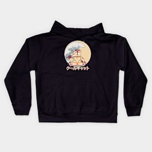 Cute japanese cat, kawaii eat sushi Kids Hoodie